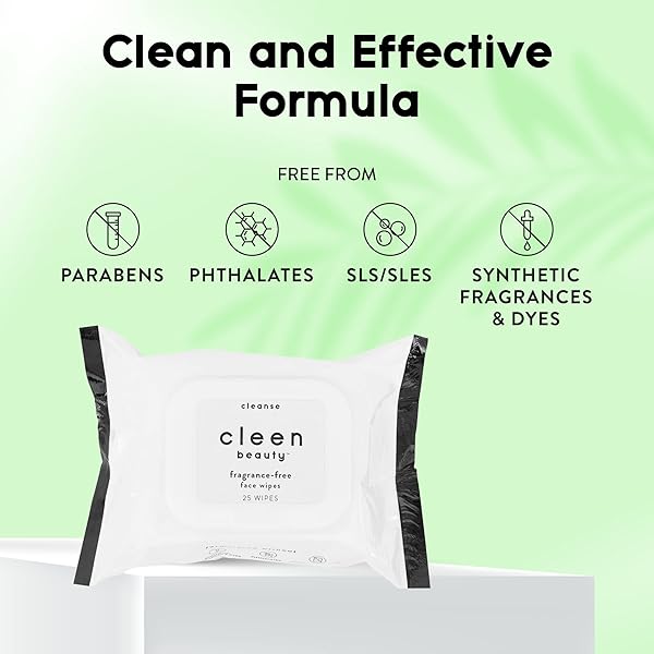 CLEEN BEAUTY FRAGRANCE FREE FACE WIPES | SOOTHING AND MOISTURIZING MAKEUP REMOVER WIPES WITH ALOE VERA | BIODEGRADABLE MAKEUP WIPES WITH ALOE VERA | MAKEUP REMOVER PADS – PARABEN FREE | 25 COUNT