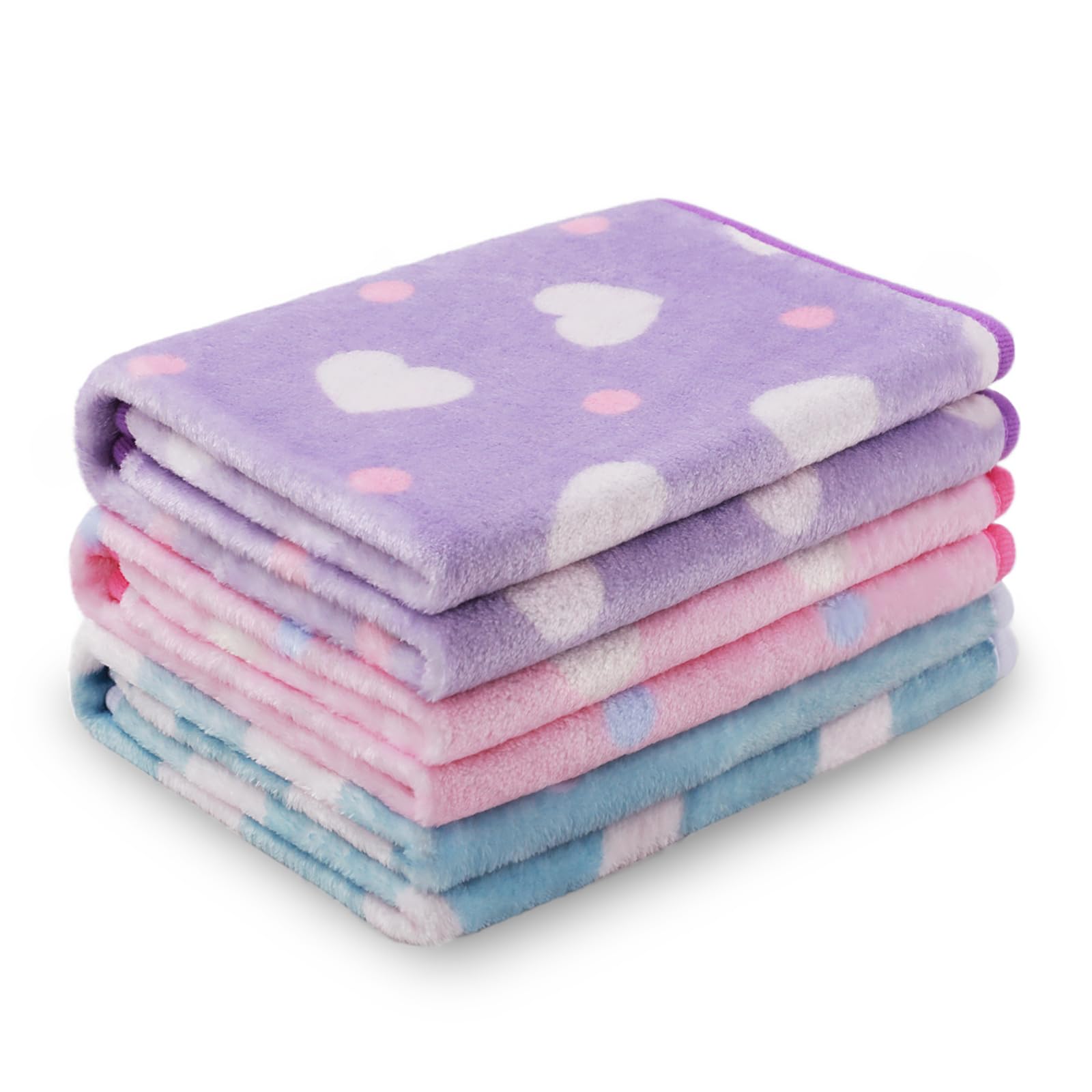 Photo 1 of 1 Pack 3 Blankets Super Soft Cute Dot Pattern Pet Blanket Flannel Throw for Dog Puppy Cat Purple/Pink/Cyan Large