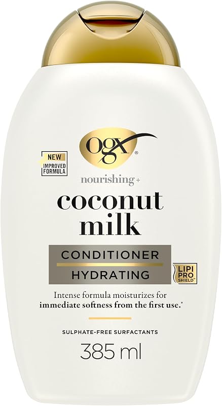 Nutrição + Amaciador de Leite de Coco (385 ml), condicionador hidratante com leite de coco e óleo e proteína hidrolisada do leite, sem sulfatos, para cabelo seco