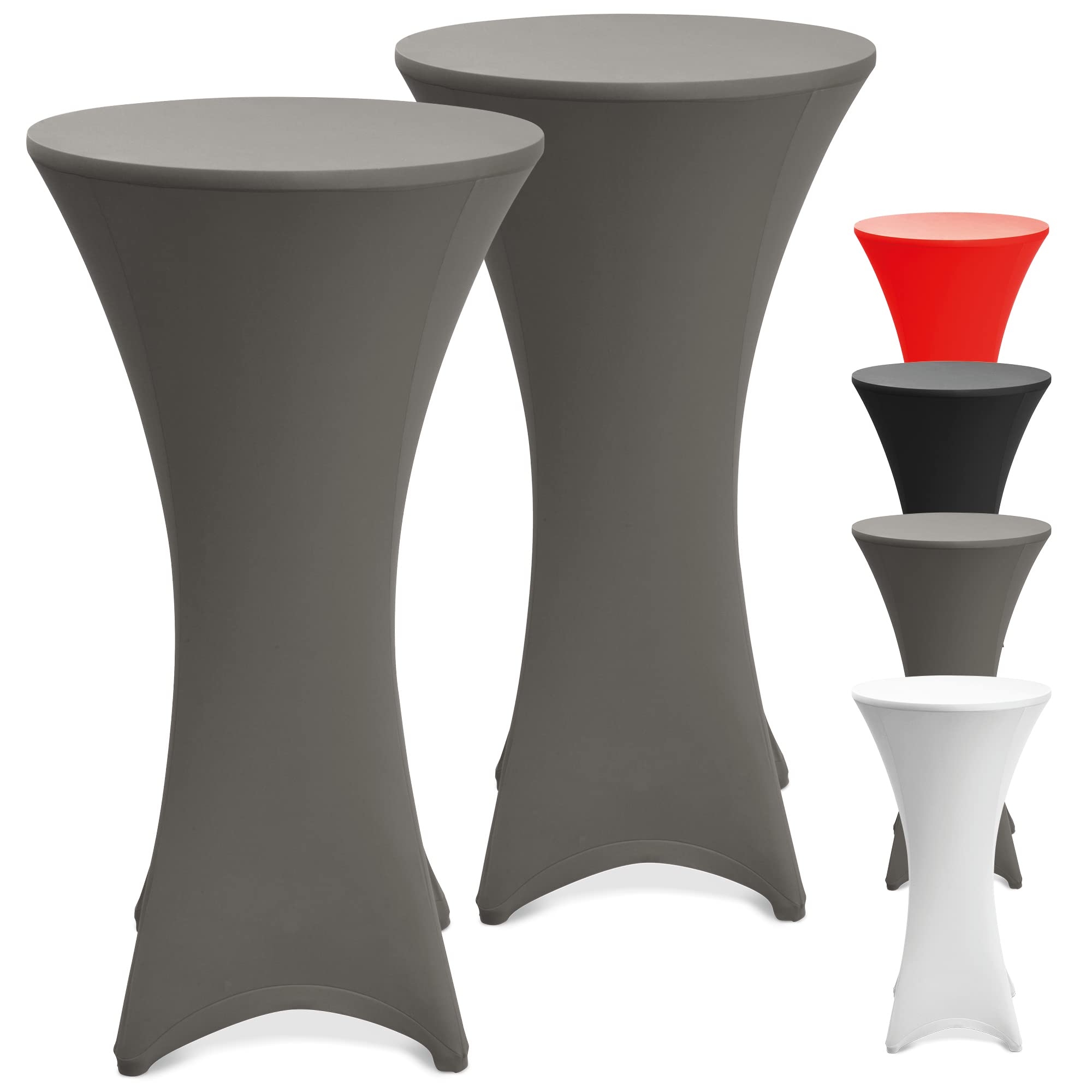 Beautissu 2 Set of Stretch Cover Stella Spandex Poseur Table Cocktail Tablecloth Ø 80-85 cm Event Decoration - Anthracite