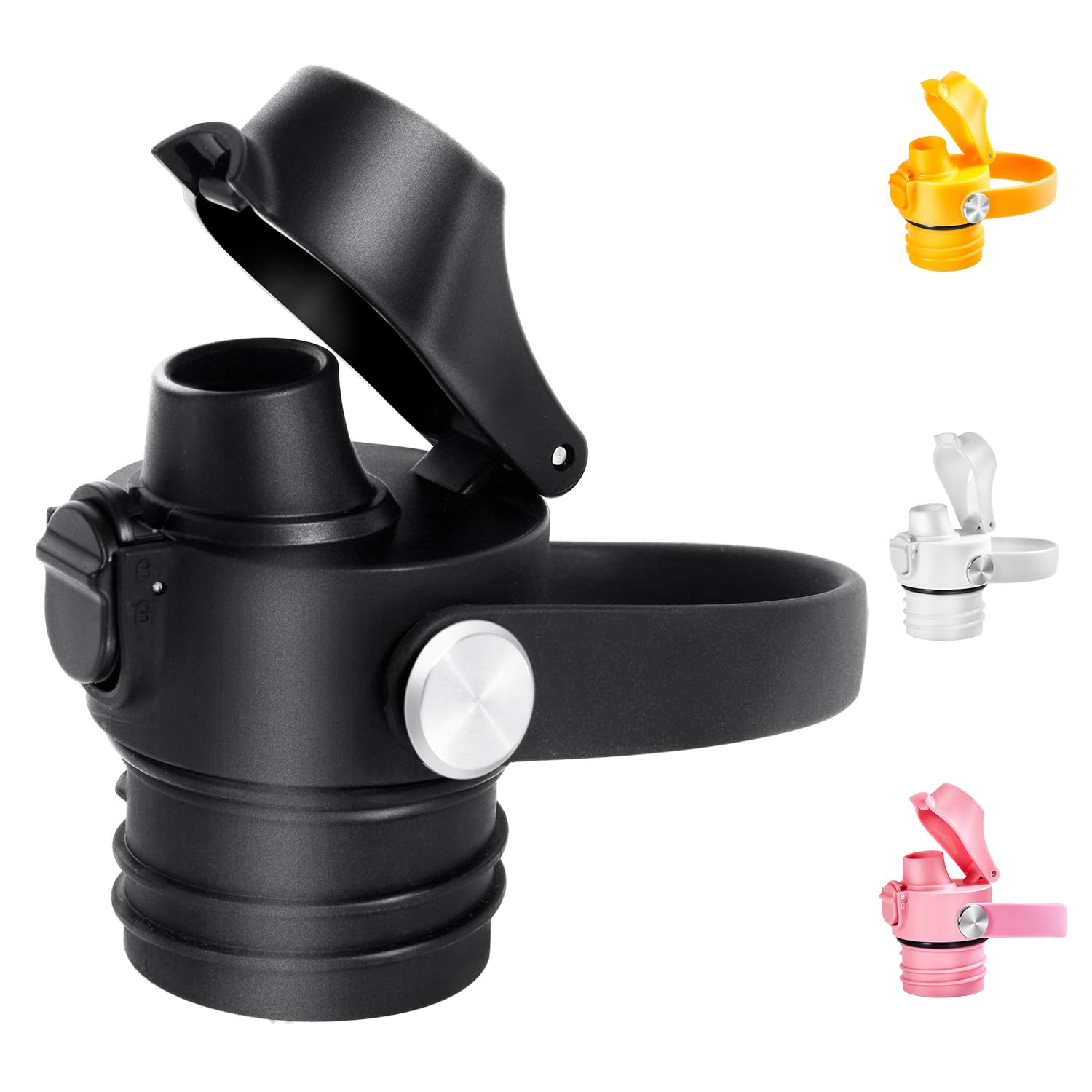 Photo 1 of Auto Flip Lid for Hydro Flask Standard Mouth Bottle, Spout lid for HydroFlask Narrow Mouth Bottle, Replacement Lid with Button Lock, Black