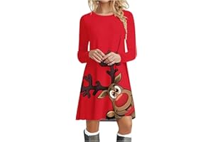 COTECRAM Christmas Dresses for Women Elegant Plus Size Casual T Shirt Dresses Fall Loose Flowy Swing Tunic Dress