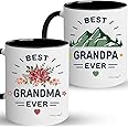 Best Grandparents Mugs Coffee Set Gift, Present Grandma Grandpa Cups, Gifts Ideas From Grandkids, Grandchildren, New Grandparent Announcement Christmas Valentine Birthday, Baby Reveal for Nana Papa