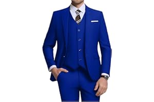 ZKHOECR Men's 3 Piece Slim Fit Suit Set, Two Button Blazer Solid Jacket Vest Pants Wedding Business Suit