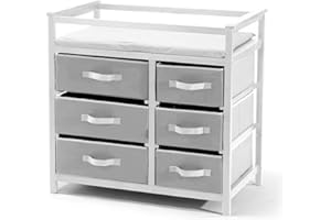 MOOITZ Baby Changing Table Dresser with 6 Storage Baskets, Can be Used as a Baby Changing Tables with Changing Table Top, a Baby Changing Station, a Diaper Changing Station (White)