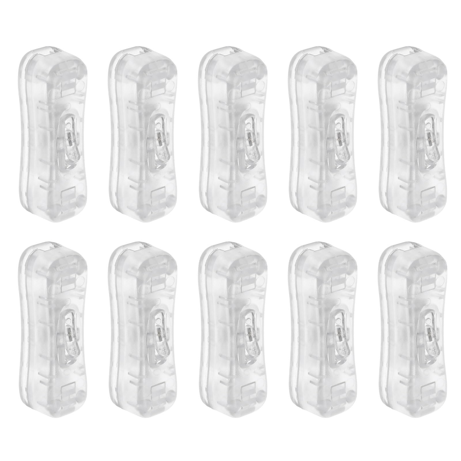 Rebower Inline Cord Switch AC 250V 2A Rocker Control Switch, [for Lamp, Desk Lighting] - 2.4x 0.8 Inch/Clear/10 Pcs