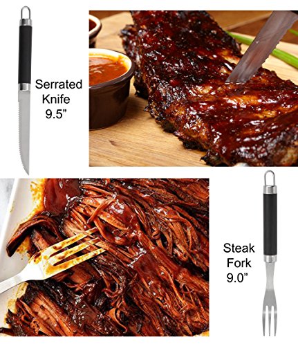 Grilljoy BBQ Grill Accessories Tool Set with 15 can Gray Insulated Cooler Bag - All-in-one BBQ Picnic Cooler Bag - 12pcs Stainless Steel Camping Utensil Kit For Outdoor Grilling - Prefect Gift for Man