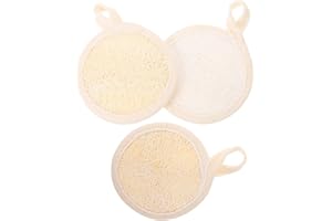SHYCELOHES 3pcs Natural Cotton-linen Face Scrubber Pads Exfoliating Loofah Cleansing Pads for Facial and Body