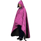 KawaGebo Kamp Large Outdoor Waterproof Blanket Extra Thick Fleece Stadium Blanket for Camping, Car, Pet, Picnics - Windproof, Wearable, Machine Washable 80" x 58" (Rose Purple,Hooded)
