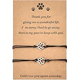 Memorial Bracelet for Pet Loss - Sympathy Paw Print Friendship Bracelets for 2 - Remembrance Gifts for Cat & Dog Lovers