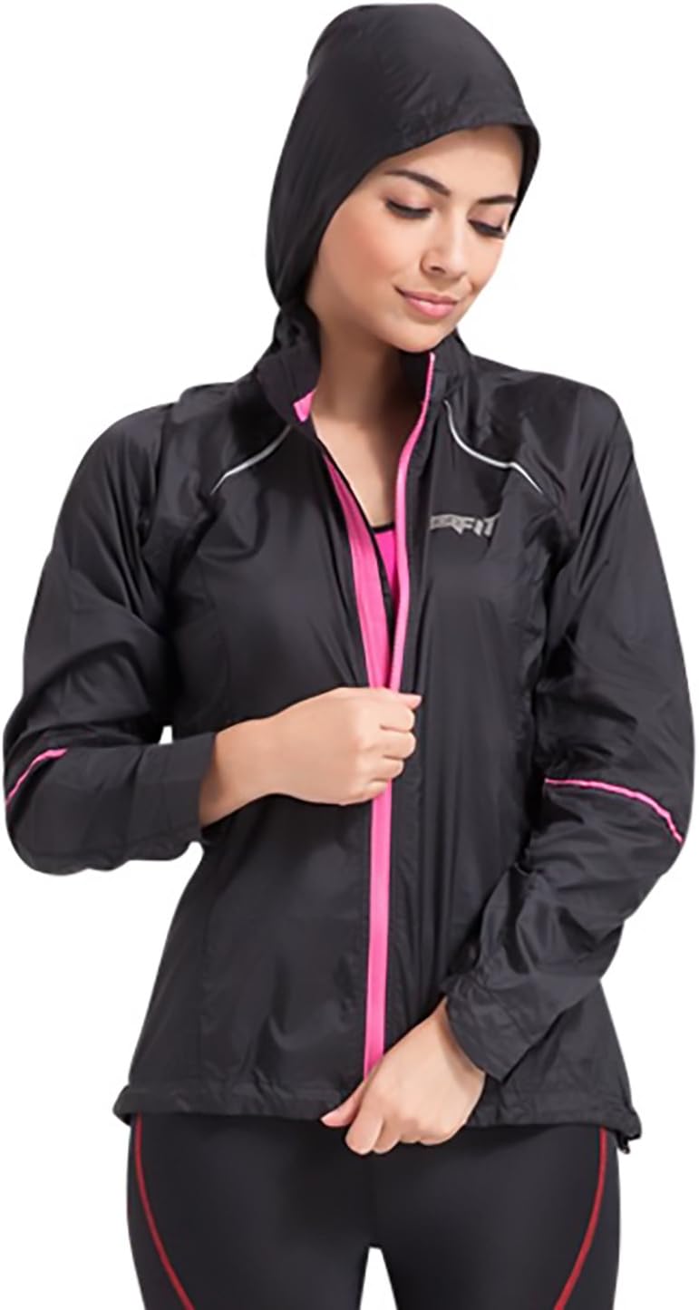 ClubFit Women's Ultra Light Activewear Jacket with Light Reflective Material and Earphone Loops