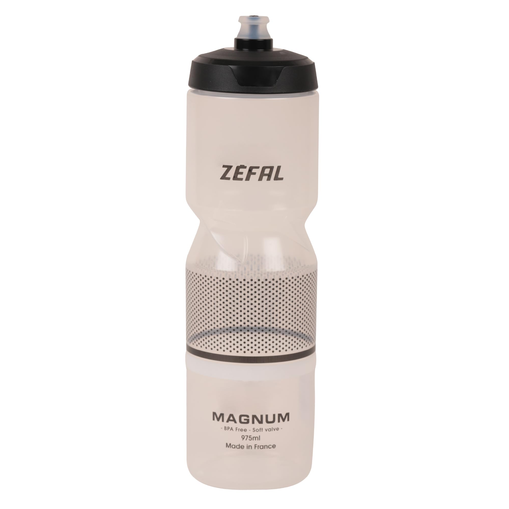 ZEFAL Magnum Large Capacity, Bicycle/Mountain Bike and Sports Water Bottle, BPA Free, Soft Water Bottle, Screw-On Lid – Made in France Cycling, Translucent, 975 ml, Single Bottle