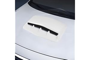 Hbxdeco Car Hood Vents, Decorative Air Flow Intake Hood Scoop Vent Turbo Bonnet Cover, Vehicle Engine Cooling Intake Vent Trim Cover, Universal Exterior Car Accessories Decoration (White)