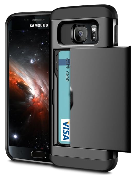 Samsung S6 Hülle, Coolden® Premium [Kartenfach] Handyhülle Silikon TPU + PC Cover Doppelschichter Schutz Slim Wallet Armor Ca