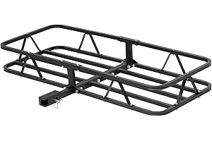 CURT 18145 48 x 20-Inch Basket Hitch Cargo Carrier, 500 lbs Capacity, Black Steel, 1-1/4, 2-in Adapter Shank