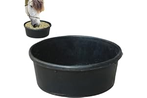 Rubber Feed Bowl,4L Rubber Livestock Feeding Bucket - Dust Bath Container Water Trough for Outdoor Farm Ranch Small Animal Do
