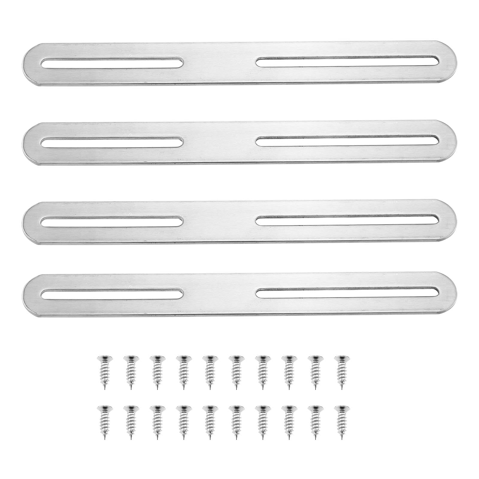 eMagTech 4pcs Adjustable Flat Mending Plate 215 x 24 mm Flat Corner Bracket Stainless Steel with Slotted Hole for Wood Furniture Timber PC Case Holder