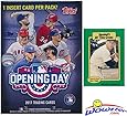2017 Topps Opening Day MLB Baseball Factory Sealed Retail Box with 11 Packs & 77 Cards Plus BONUS Vintage MICKEY MANTLE Card! Includes 1 Insert in EVERY PACK! Look for Autographs & Relics! WOWZZER!