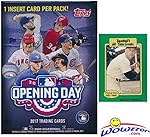 2017 Topps Opening Day MLB Baseball Factory Sealed Retail Box with 11 Packs & 77 Cards Plus BONUS Vintage MICKEY MANTLE Card! Includes 1 Insert in EVERY PACK! Look for Autographs & Relics! WOWZZER!