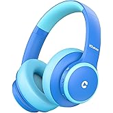 iClever BTH26 Active Noise Cancelling Headphones for Kids, 60H Play Time, Safe Volume 80dBA, Type C Fast Charging, Bluetooth5.4, Kids Bluetooth Headphones with Mic AUX Cord for iPad Airplane, Blue