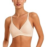 Luckfire V Neck Cotton Bra No Underwire Padded Breathable Comfortable Bras for Women Everyday Triangle Bralette for AAA-B Cup