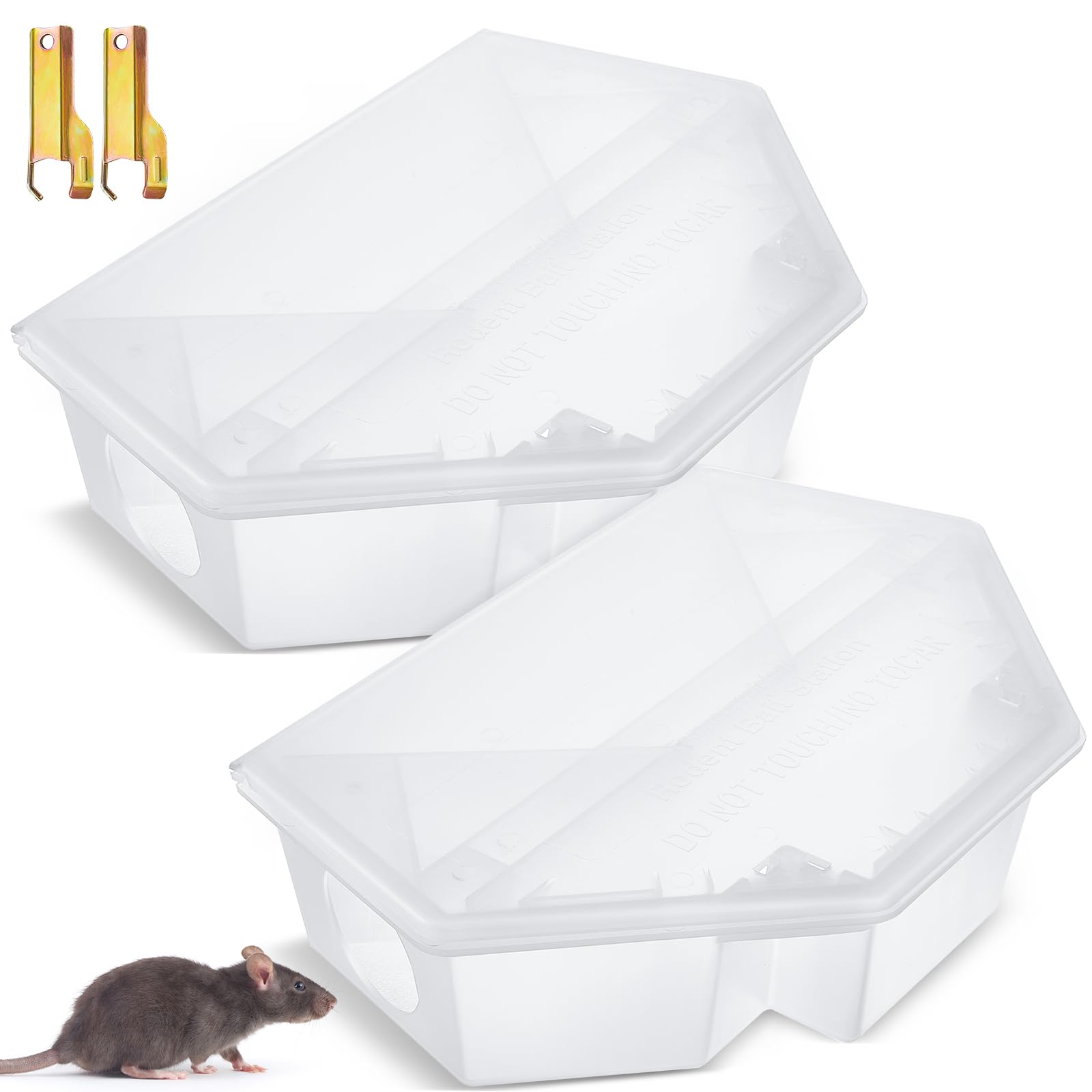 Photo 1 of Qualirey 2 Pcs Rat Bait Station with Keys 13.58 x 8.98 x 3.35 Inch Rodent Station Rat Traps, Keeps Children and Pets Safe Indoor and Outdoor, Bait Not Included (Translucent)