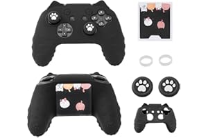 NANANINO Switch Pro Controller Skin - Cute Cat Paw Design With Thumb Grip Caps and Stickers (Black)