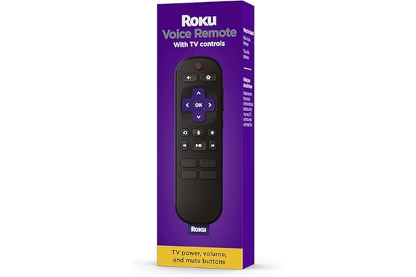 Roku Voice Remote | TV Remote Control with Voice Control, TV Controls, Simple Setup, & Pre-Set App Shortcuts - Replacement Remote Compatible with Roku TV, Roku Players, & Roku Audio