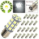 AUTOSAVER88 20x BA15D 5050 27-SMD LED Car Marine Camper Trailer Light Bulbs Super Bright White 6000K 1142 1076 DC 12V