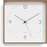 mooas Wooden Frame Flatwood Wall Clock, 12" Battery Operated (Dark Brown) | Non-Ticking Sweep Movement Decorative Wall Clock for Home Living Room Kitchen Bedroom Office School