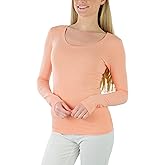 ToBeInStyle Junior Women's Slim Fit Long Sleeve Shirt Scoop Neckline Basic Tee Layering Cotton Top