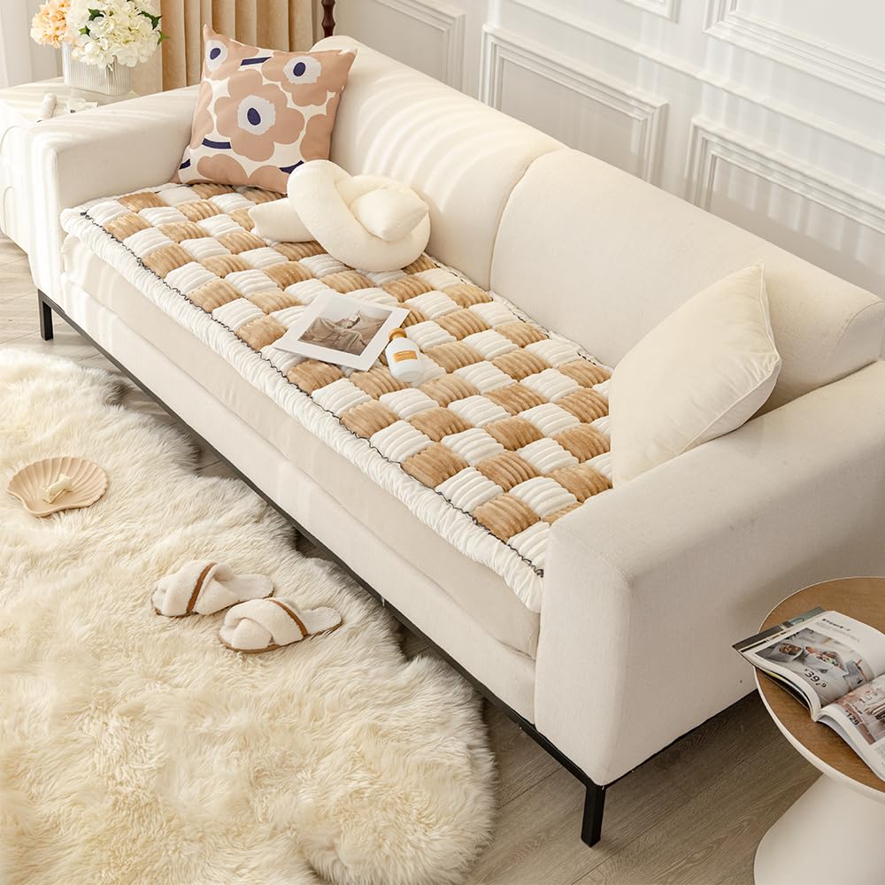Photo 1 of Awjcsv Couch Cover for Dogs Washable, Sofa Cover Protector, Couch Covers for 3 Cushion Couch Sofa Pet Friendly, Soft, Non Slip (27.6 x 59 Inch, Light Brown)