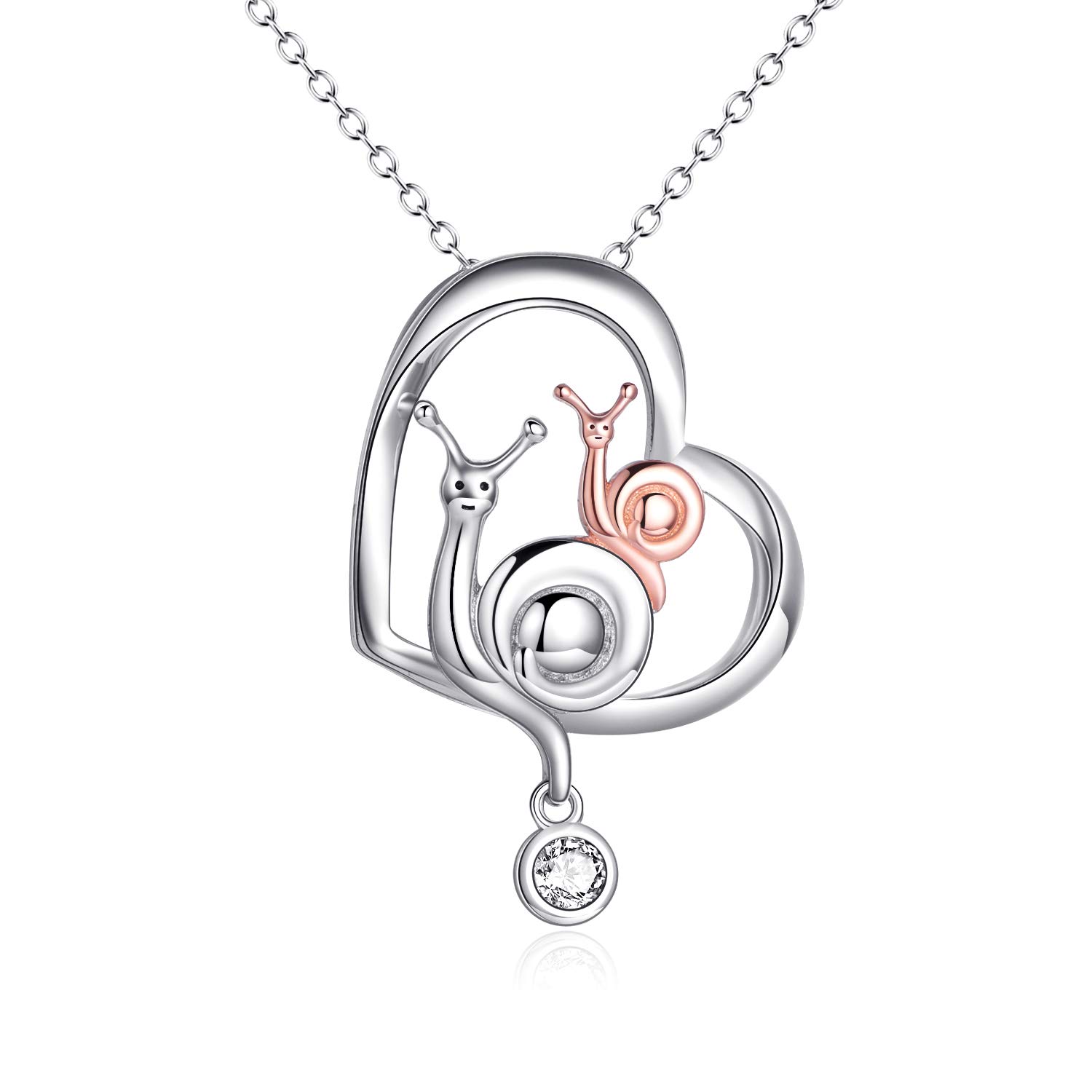 VONALA Mother Daughter Necklace Sterling Silver Snail Heart Pendant Necklace for Women Girls