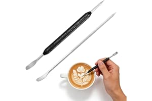 Tibapla 2PCS Stainless Steel Coffee Art Pen, Latte Art Pen, DIY Coffee Needle, Cafes Bar DIY Accessories, Espresso Decorating
