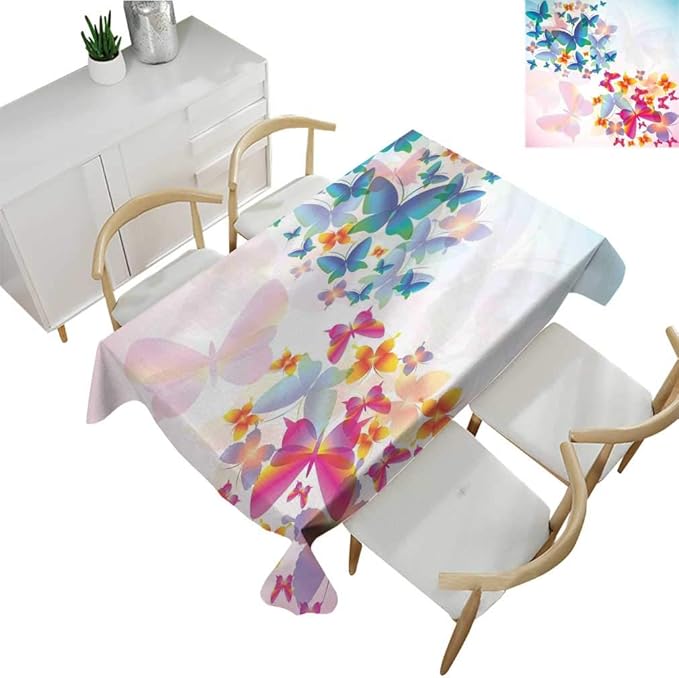 Butterflies Tablecloths, Colorful Flying Butterflies Fairy