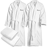 BEN KAUFMAN SALES CO Custom 4pc 100% Cotton Velour Personalized His and Hers Robes For Couples With Matching Towels 30" x 58"