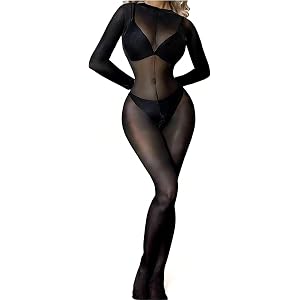 Eagerlove Women Bodystocking One Piece Bodysuit Fishnet Leopard Sexy High Stretch Slim Fit Club Party Nightwear