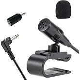 NewTH 3.5mm Microphone HD Voice Assembly Car Radio Replacement Mic for Pioneer Kenwood Boss JVC Sony Jensen Alpine for Vehicle Head Unit Stereo DVD CD GPS,9.86ft Cable Mic with 3.5mm to 2.5mm Adapter