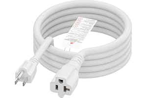 DEALTUS 6-Foot 15 Amp Household AC Plug to 20 Amp T Blade Adapter Cable，14AWG 6-Foot 15 Amp to 20 Amp Plug Adapter Cord Nema 5-15P to 5-15R/5-20R 20Amp Comb AC Power Cord, White