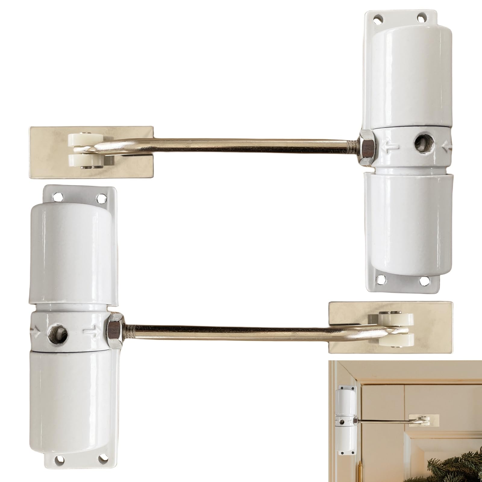 Photo 1 of LSDWL 2 Pack Automatic Door Closer,Adjustable Safety Spring Self-Closing Mechanism for Interior,Bedroom Doors (White)