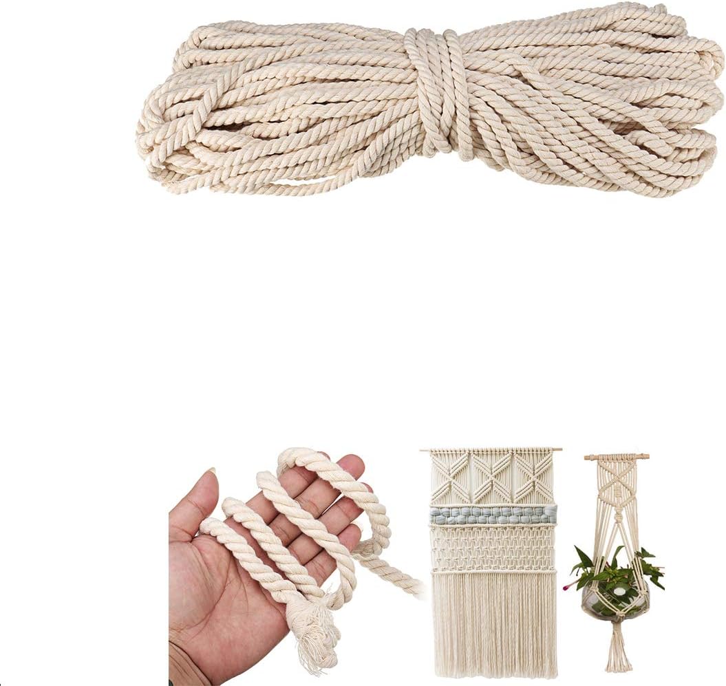 Greenpromise 8MM/10MM Macrame Cord Natural Cotton Handmade Macrame String Wall Hangings Plant Hanger Twisted Rope (10MM x 10Meters)