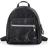 WisePoint Mini Backpacks, PU Leather Ladies Backpack Small Backpack for Women, Cute Small Backpacks (black)