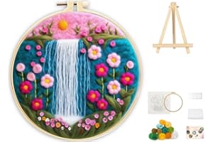 YYKSYDPT Wool Needle Felting Kit for Beginners Wool Felt Oainting Kit Flower Sea Pattern including Tripod Wool Felt Handicraf