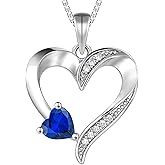 YL Heart Necklace 925 Sterling Silver Love Heart Pendant Birthstone Jewelry for Women