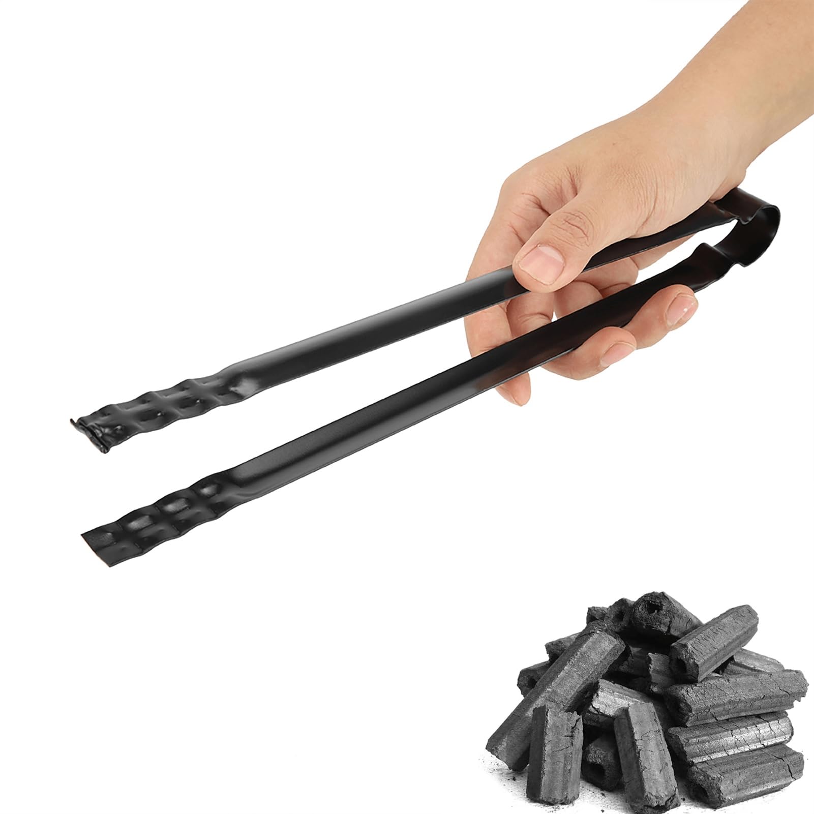 Charcoal Tongs, BBQ Tongs with Anti Scald Handle and Secure Grip, Barbecue Charcoal Tong for BBQ Grill, Garden, Picnic, Camping Fireplace Use, Outdoor Camping Cooking Tool