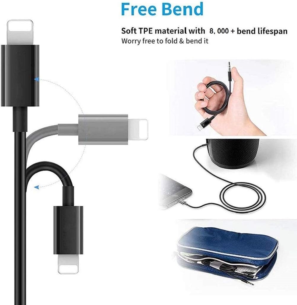 [Apple MFi Certified] Aux Cord for iPhone, Lightning to 3.5 mm Jack Aux Audio Cord Adapter Compatible with iPhone 11/XS/XR/X/8Plus/8/7 for Car/Headphones/Speaker/Home Stereo Support iOS: Electronics