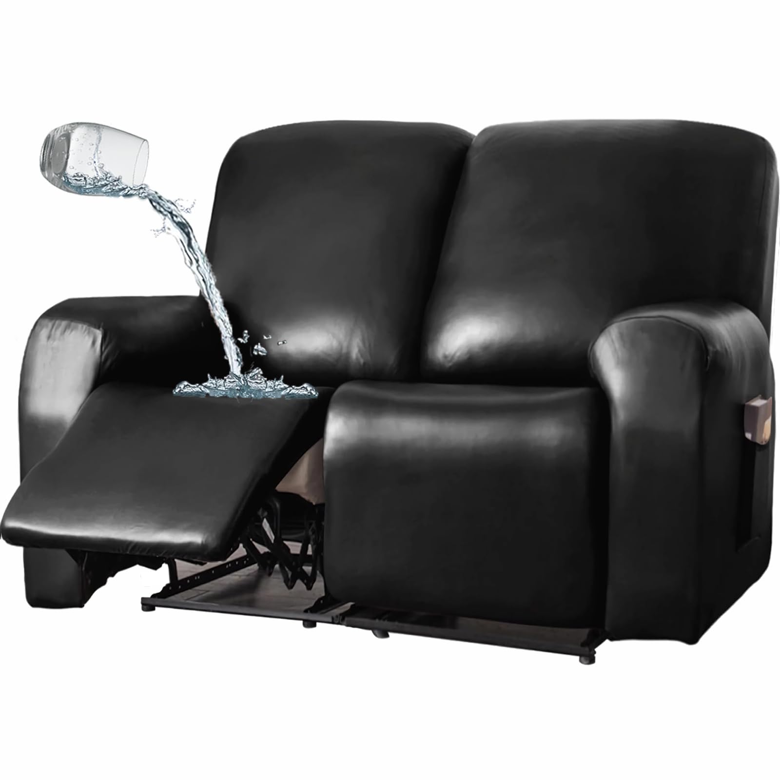 Photo 1 of JOKIVTOU 1/2/3 Seats PU Leather Stretch Recliner Cover Sofa Cover with Side Pockets Waterproof Slipcover Recliner Couch Cover Furniture Protector with Elastic Bottom Living Room