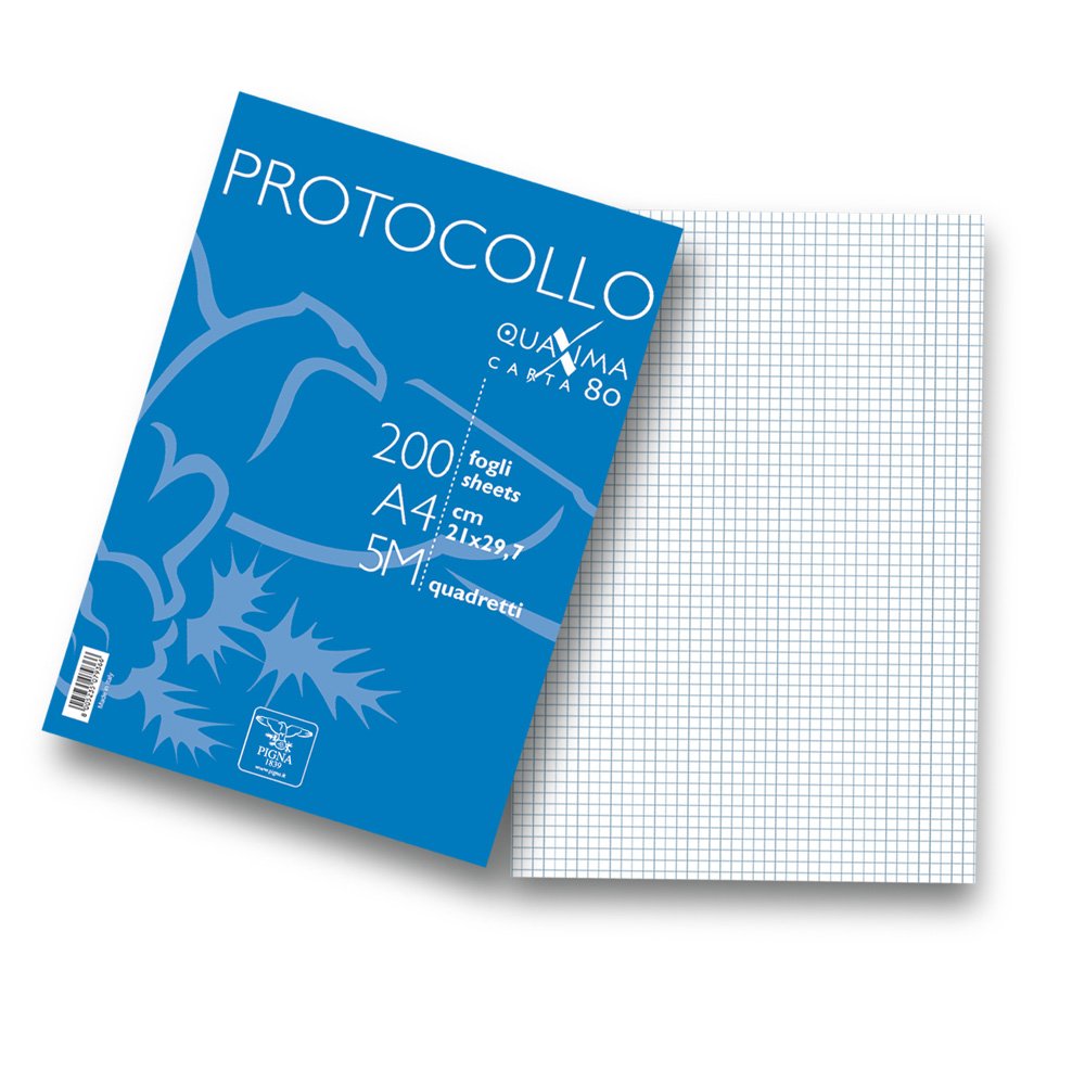 Pigna 02156215 M Sheets of Protocol Pigna, 5 mm, No, 80 g/m², 02156215 M, Pack of 200