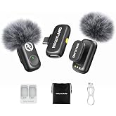 Hollyland Lark A1(2TX + USB-C RX), Wireless Microphone for iPhone &amp; Android | Detail-Rich Studio Audio, 3-Level Noise Cancellation, Magnetic Mini Lavalier Mic for Video Recording &amp; Live Streaming