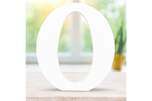 CUXFLS 6 Inch 3D White Wooden Letters, Unfinished Wood Alphabet for Letter Board - Wall Decor - DIY - Painted - Educational - Home Wall Decoration (Letter O)